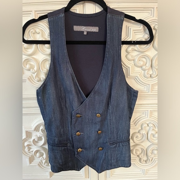 Level 99  double breasted, denim vest - Picture 1 of 2